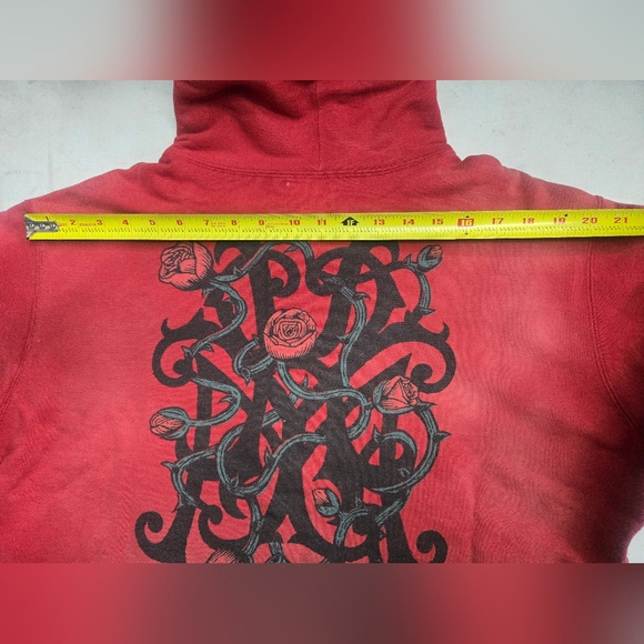 Retail Price $514.80 NEW Woman's KAMIYA KMY-ROSE DISTRESSED ZIP HOODIE XL Red - Picture 6 of 7